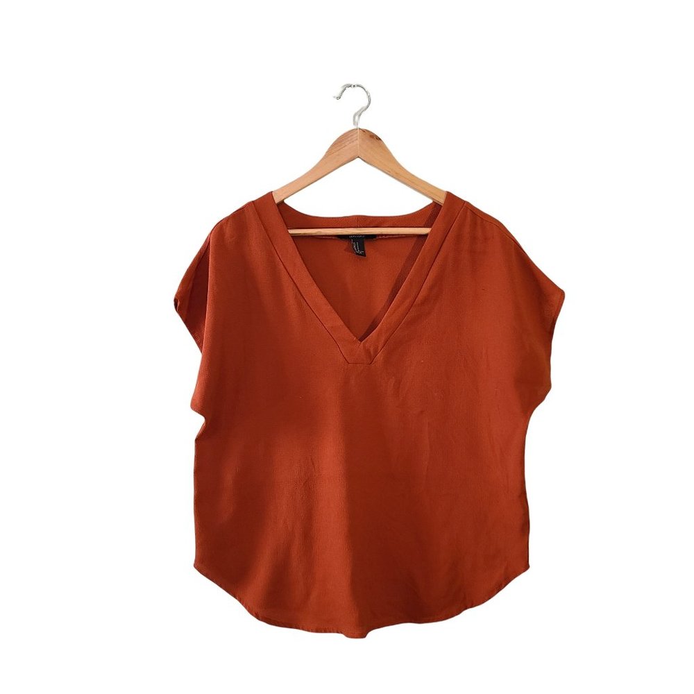 Forever 21 Burnt Orange V-Neck Top - Picture 5 of 6